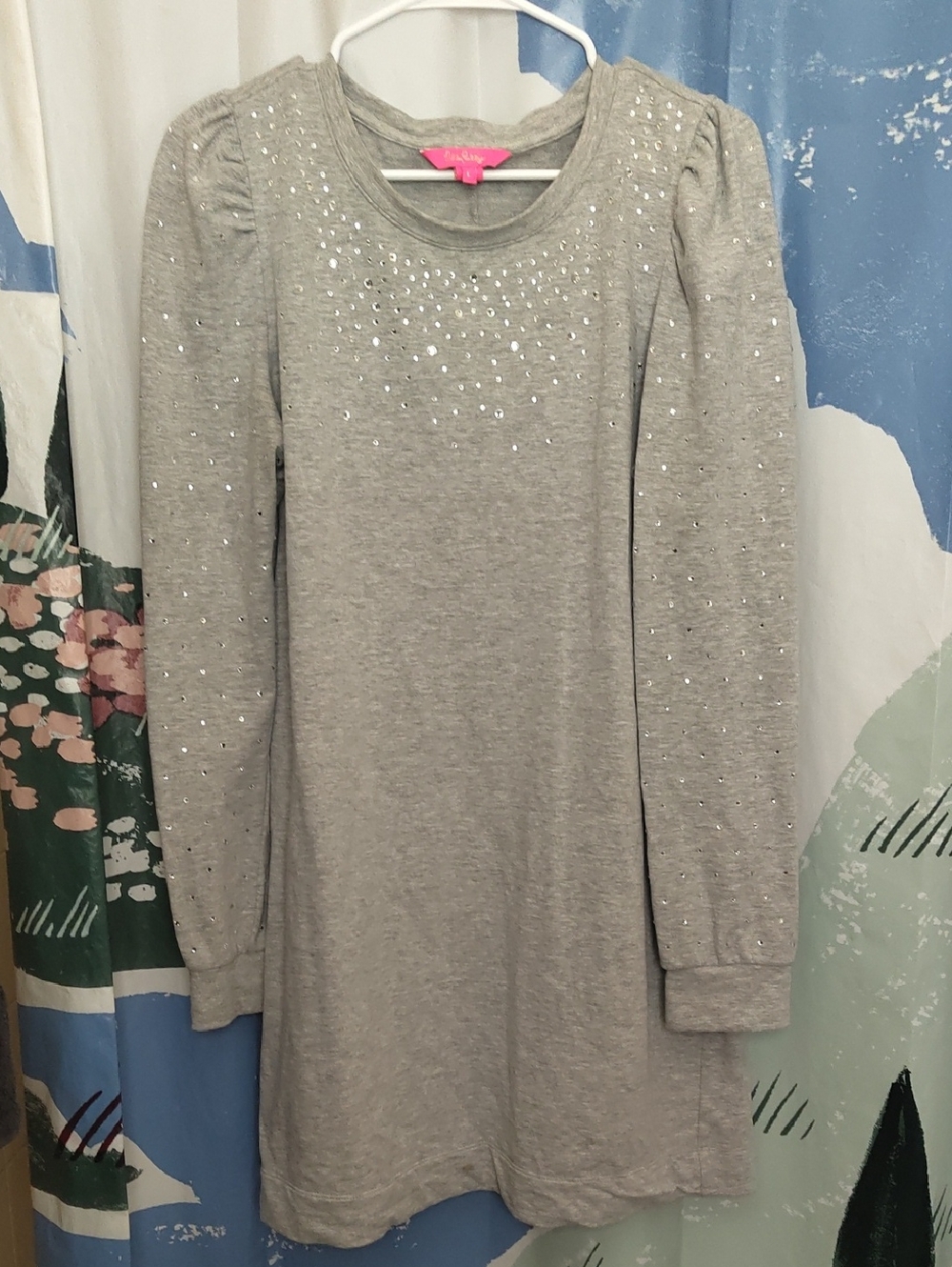 Lilly Pulitzer Gray Knit Dress with Rhinestone Detail